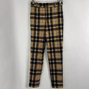 Forever 21 Pants Women's Small Jegging Yellow Plaid Mid Rise Stretch